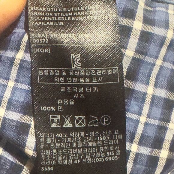 TOM FORD Blue Check Print Button-up Dress Shirt Men Long Sleeve Sz 44, 17 1/2 - Picture 16 of 16